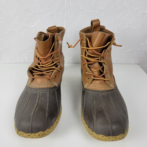 Vintage LL Bean Boots Mens 13 Brown Tan Leather Maine Hunting Duck Boot 8" Ankle - Picture 6 of 16